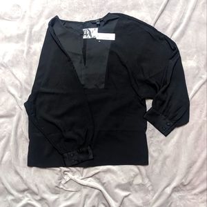 NWT J. Crew Keyhole V-neck Top in Satin-backed Black Crepe - Size M - MAKE OFFER